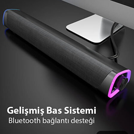 Ally RGB Bas Soundbar Tv Ses Sistemi ve Bilgisayar Masaüstü Bluetooth Hoparlör Su