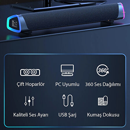 Ally RGB Bas Soundbar Tv Ses Sistemi ve Bilgisayar Masaüstü Bluetooth Hoparlör Su