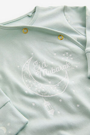 Next Baby Baby % 100 Pamuklu Yeşil Ramazan Temalı Bebek Tulum