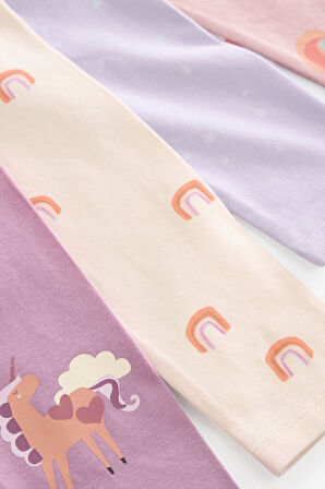 Next Baby % 100 Pamuklu Pembe Unicorn Desenli 4’lü Taytlı Alt Üst Takım