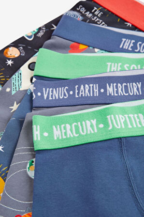 Next Baby % 100 Pamuklu Uzay Baskılı 5’li Erkek Çocuk Boxer