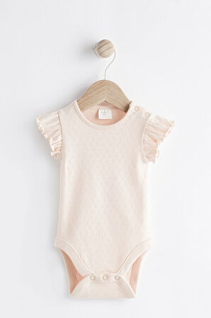 Next Baby % 100 Pamuklu Yeşil Çiçek İşlemeli Salopet Body Zıbın Set