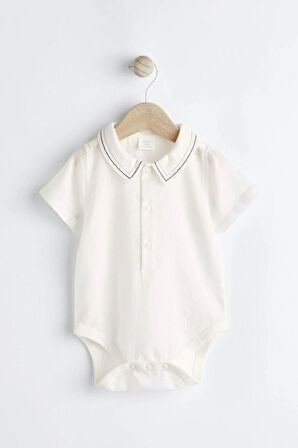 Next Baby Pamuklu Deniz Mavisi Smart Gömlek Salopet Set