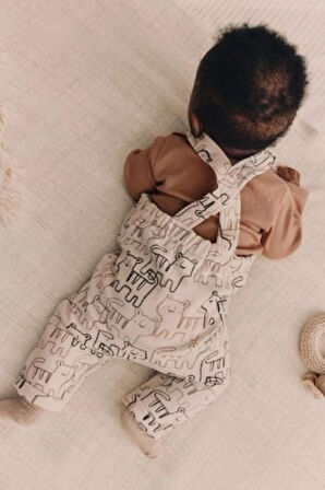 Next Baby Pamuklu Kaplan Desenli Bebek Body  Zıbın Salopet Takımı