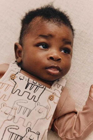 Next Baby Pamuklu Kaplan Desenli Bebek Body  Zıbın Salopet Takımı
