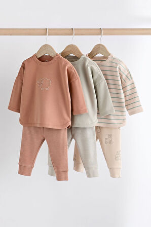 Next Baby Pamuklu Mineral Çiftliği Uzun Kollu 3’lü Alt Üst Takım
