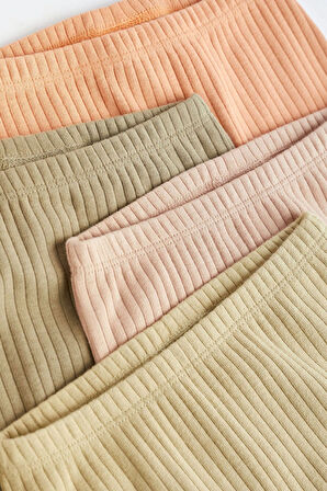 Next Baby Pamuklu Yeşil Turuncu Pembe Bej  4’lü Eşofman Altı