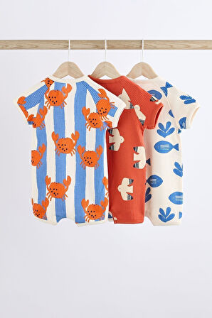 Next Baby % 100 Pamuklu Parlak Plaj Karakterleri Desenli 3’lü Romper Set