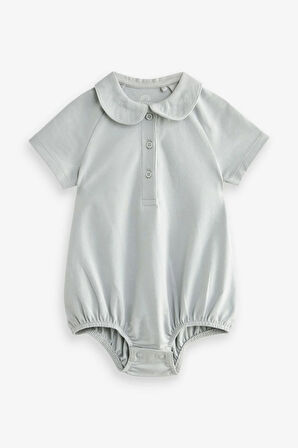 Next Baby Pamuklu Mavi Polo Yaka 2’li Romper Set