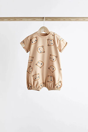 Next Baby %100 Organik Pamuklu Lacivert Ayı Desenli  3’lü Romper Set ALY00773