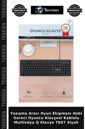 Yazışma Aracı Oyun Ekipmanı Hobi Gereci Oyuncu Klavyesi Kablolu Multiedya Q Klavye TK07 Siyah