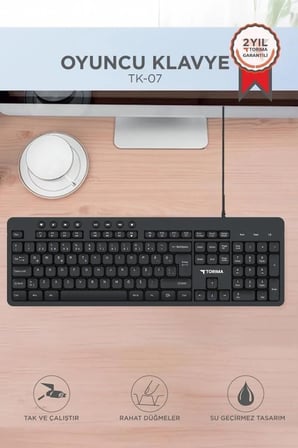 Yazışma Aracı Oyun Ekipmanı Hobi Gereci Oyuncu Klavyesi Kablolu Multiedya Q Klavye TK07 Siyah