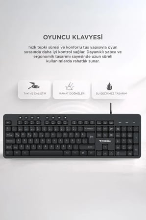 Yazışma Aracı Oyun Ekipmanı Hobi Gereci Oyuncu Klavyesi Kablolu Multiedya Q Klavye TK07 Siyah