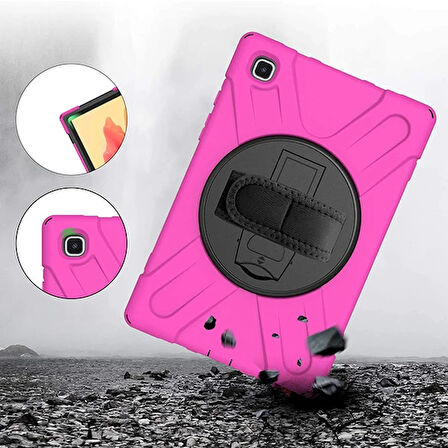 Galaxy Tab A7 10.4 SM-T500-T505-T507 Kılıf Shockproof 3 Katmanlı Standlı Zırh K