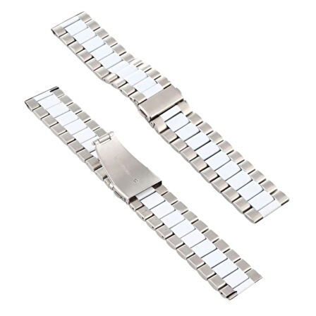 22MM Gear S3 Watch 4 -GT2 GT2E 46MM KayışKordon Seramik Paslanmaz Çelik-(5775)