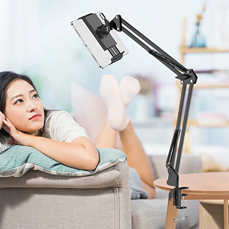 Ally Ayarlanabilir 360 Derece Teleskopik Metal Masa Üstü Telefon Tablet Tutucu-(57