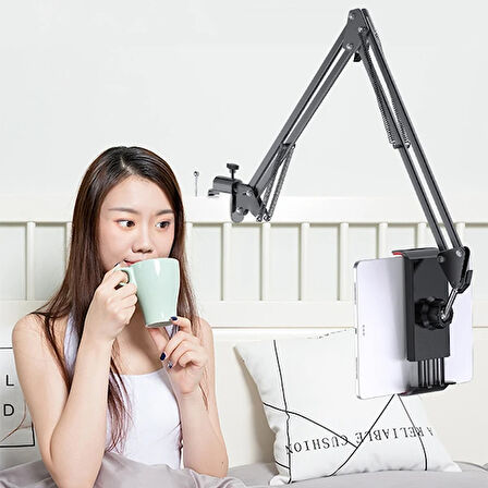 Ally Ayarlanabilir 360 Derece Teleskopik Metal Masa Üstü Telefon Tablet Tutucu-(57