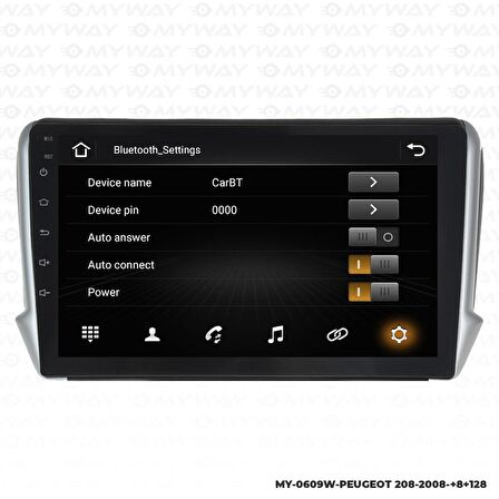 Araç Multimedya Peugeot 208 Android 12 Carplay 4Gb Ram + 64Gb Hdd Navigasyon Ekran MYW