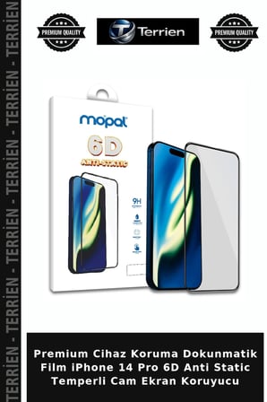 Premium Cihaz Koruma Dokunmatik Film iPhone 14 Pro 6D Anti Static Temperli Cam Ekran Koruyucu