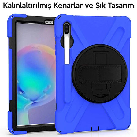 Ally Sm Galaxy Tab S6 10.5 T860 Shockproof 3 Katmanlı Standlı Zırh Kılıf Kalem 