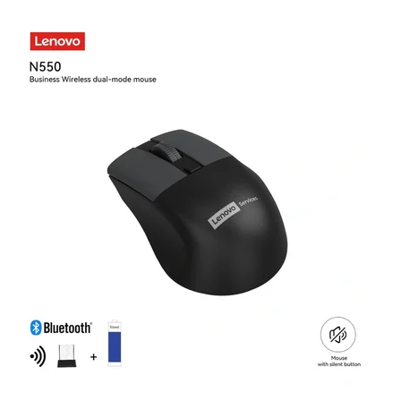 N550 Bluetooth + 2.4 Ghz USB Alıcılı Kablosuz Dual Modlu Sessiz Mouse Siyah