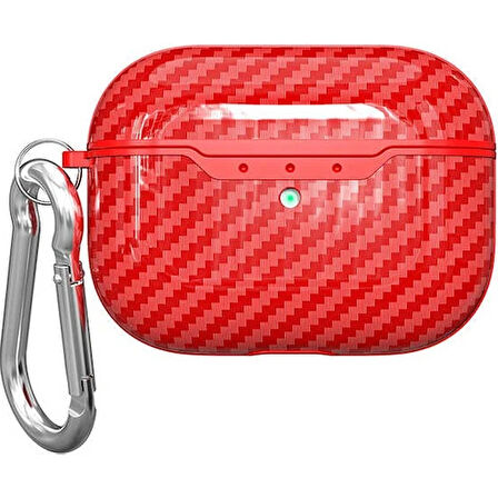 Ally Carbon Case Apple Uyumlu Airpods Pro Carbon Fiber Silikon Kılıf-(5775)