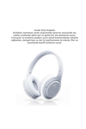 Teknolojik Ürün Taşınabilir Aygıt Günlük Eşya TH53 Beyaz Bluetooth Kulak Üstü Kulaklık