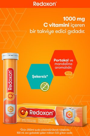 Redoxon C Vitamini 15 Efervesan Tablet I 1000 mg C Vitamini İçeren Takviye Edici Gıda