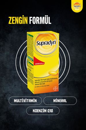 Supradyn 60 Film Kaplı Tablet | Koenzim Q10, Multivitamin ve Mineral İçeren Takviye Edici Gıda
