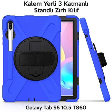 Ally Sm Galaxy Tab S6 10.5 T860 Shockproof 3 Katmanlı Standlı Zırh Kılıf Kalem 