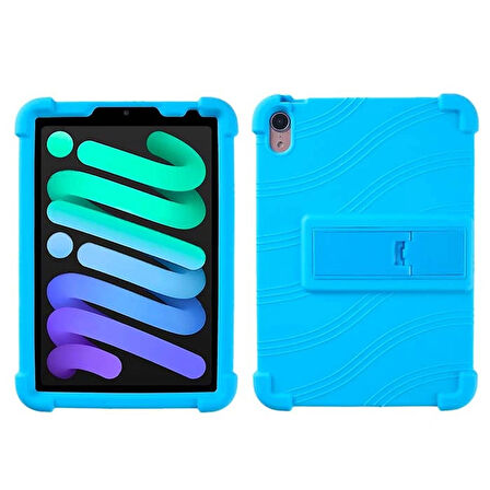 Ally iPad Mini 6 (2021) ve Mini 7 (2024) Kılıf Standlı Silikon Tablet Kılıfı-(