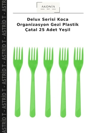 Delux Serisi Koca Organizasyon Gezi Plastik Çatal 25 Adet Yeşil