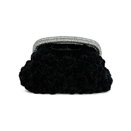 Siyah Kadife El Örgüsü Tasarımcı Çantası – Zarif, Yumuşak Ve Benzersiz