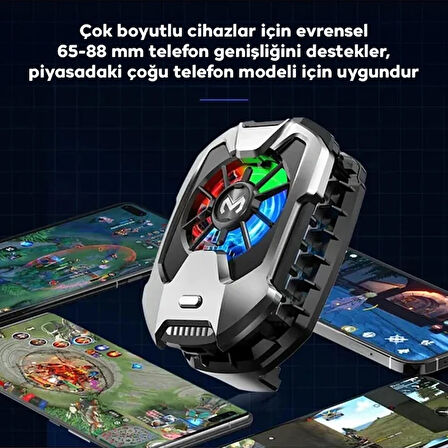 DLA8 Cep Telefon Soğutma Fanı Radyatör Soğutucu Rgb LED Işıklı-(5775)
