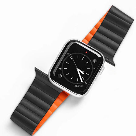 DUX DUCIS Apple Watch 42/44/45MM için Manyetik Zincir Versiyon PU Deri Kayış Kord