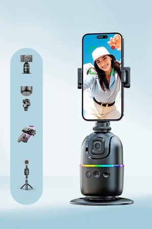 Özel Üretim Selfie Standı Mobil Stant Tripod 360 Yüz Takip Gimbal P03 Siyah