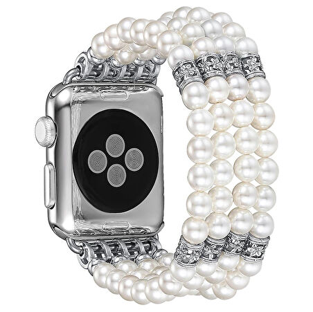 Ally Apple Uyumlu Watch 7-8 45mm 6-5-4 44mm Full Boncuk Taşlı Kordon Kayış 3-2-1 42mm-(