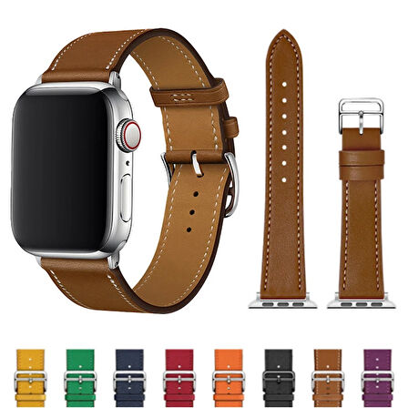 Ally Apple Watch 7-8 41mm 6-5-4 40mm Single Coil Deri Kayış Kordon 3-2-1 38mm-(577