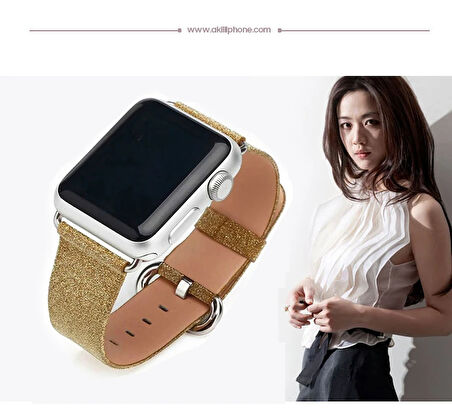 Ally Apple Watch 7-8 45mm 6-5-4 44mm Kordon Kayış Deri İnce Sim İşlemeli 3-2-1 