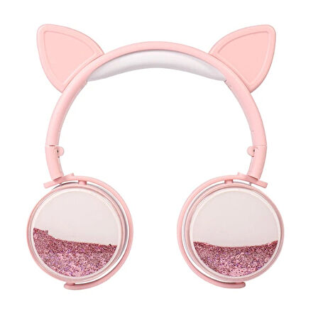 ALLY Kedi Kulak Simli Kablolu Mikrofonlu Kulaküstü Kulaklık 3.5mm jack-(5775)