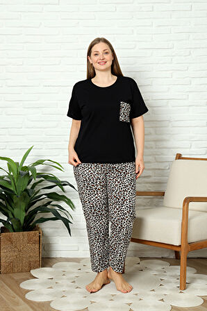 %100 Pamuk Büyük Beden 3 Parça  Kadın Pijama Takımı