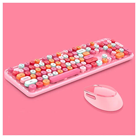ALLY Mofi SWEET 2.4G Retro Kablosuz Q Klavye Oyuncu Klavye ve Mouse Seti-(5775)