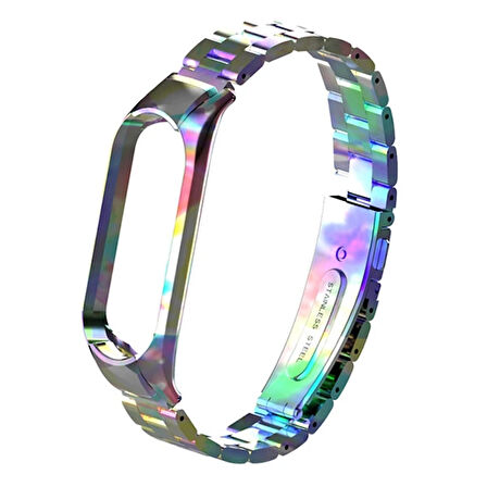 Xiaomi Uyumlu Mi Band 5 Stainless Steel 3 Bakla Çelik Kayış Kordon-(5775)