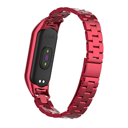 Xiaomi Uyumlu Mi Band 5 Stainless Steel 3 Bakla Çelik Kayış Kordon-(5775)