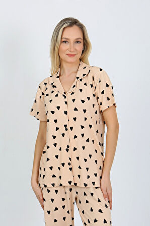 Nisanca Kısa Kollu Milan Gömlek Pijama Takımı- Genç Anne Serisi