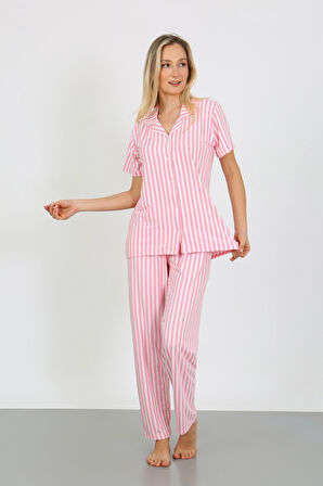 Nisanca Kısa Kollu Milan Gömlek Pijama Takımı- Genç Anne Serisi