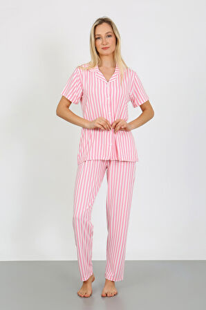 Nisanca Kısa Kollu Milan Gömlek Pijama Takımı- Genç Anne Serisi