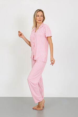 Nisanca Kısa Kollu Milan Gömlek Pijama Takımı- Genç Anne Serisi