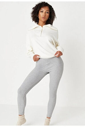 Gri Melanj Fitilli Tayt