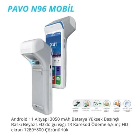 Pavo N96 Mobil Pos Cihazı Android 11 6.5 İnç Dokunmatik Ekran
